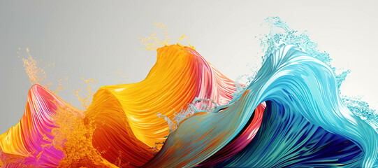 Poster - colorful watercolor ink splashes, paint 145