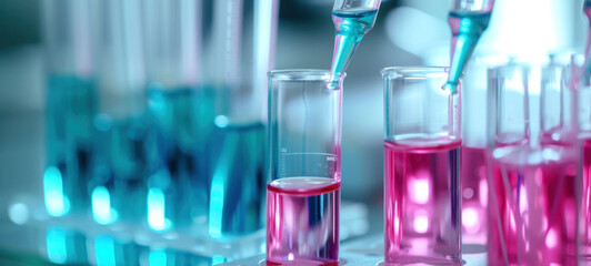 Poster - Glass tube and beaker in medical health science laboratory