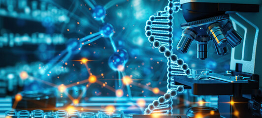 Aufkleber - DNA double helix. DNA molecule structure. Medical science research of chromosome DNA genetic biotechnology in human genome cell. Science laboratory experiments analysis and genetic engineering study.