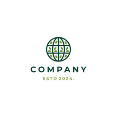 Wall Mural - Abstract green planet earth logo design concept