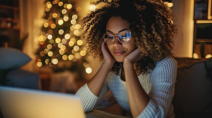 Poster - Latina Woman Working on Laptop Generative AI