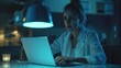 Woman Typing on Laptop Computer Generative AI