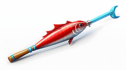 Poster - Fishing Rod icon camp 3d