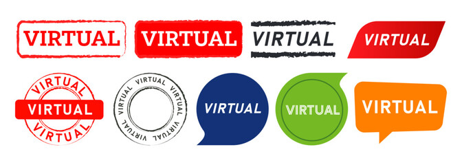 Poster - virtual rectangle circle stamp and speech bubble label sticker sign digital technology internet