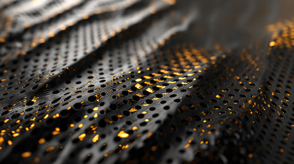 Wall Mural - 3D Created Abstract Fractal Light Background. Black and Orange Fiery Wave Design.