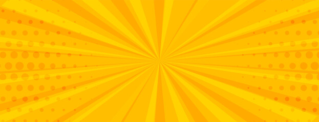 Sticker - cartoon style sunbeam explosion yellow wallpaper with halftone effect