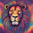 Colorful lion head