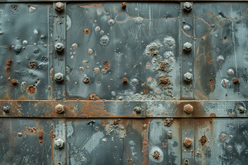 Sticker - A texture of a metal sheet with scratches, rust, and bolts