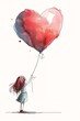 drawing girl holding heart shaped balloon favorite uplifting red blue letting still princess begin signature maroon middle page tiny gorgeous empathic
