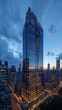 view city dusk skyscraper foreground glass metal onyx trump tower luxury lifestyle iso wide foot wingspan shows large cedar refined modeled