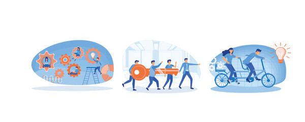 Poster - Business people working together in team. Teamwork Concept. Cooperation Leadership Metaphor. Set flat vector modern illustration