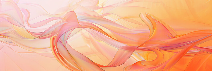 Wall Mural - abstract digital art piece featuring swirling, organic shapes in shades of orange and pink, generative AI