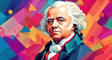 Wall Mural - John Adams Abstract colorful geometric shapes background. Digital painting. Vector illustration from Generative AI