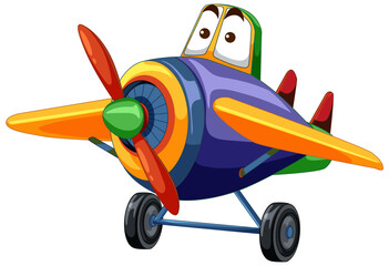 Poster - Animated airplane with eyes and vibrant colors