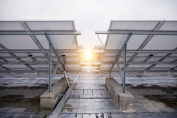 Wall Mural - Back view of solar power photovoltaic cell panel