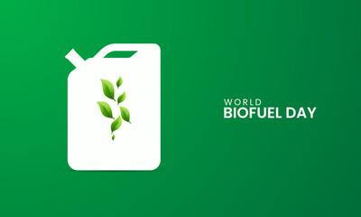 World biofuel day, Jerrycan with nature plant, Eco friendly Biofuel day, Design for social media banner, poster, 3D Illustration.