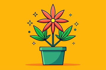 Poster - pot flower icon background is