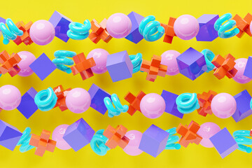 Fototapete - 3d rendering. colorful pattern of cubes of different shapes. minimalistic pattern of simple shapes. 