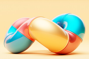 Fototapete - Abstract dynamic   colorful   shape. 3D illustration and rendering. Elegant line background.