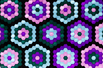 Poster - 3d illustration of a colorful honeycomb monochrome honeycomb for honey. Pattern of simple geometric hexagonal shapes, mosaic background. Bee honeycomb concept, Beehive