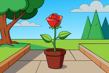 Poster - rose pot background is tree