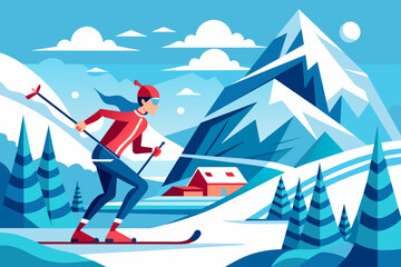 Poster - skiing sport background is