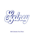 Sydney text effect vector. Editable college t-shirt design printable text effect vector	