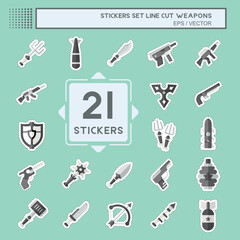 Sticker line cut Set Weapons. related toTools of War symbol. simple design editable. simple illustration