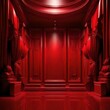 Attractive red room 3d background. Low light and shade vignette. Dramatic interior. 