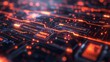 A deep dive into the cyber circuitry nexus, with orange neon highlights tracing the data pathways of advanced computing..