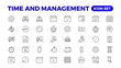 © artnazu - Business and management line icons set. Management icon collection. Project management icon collection. Time management and planning concept. Outline icon set.