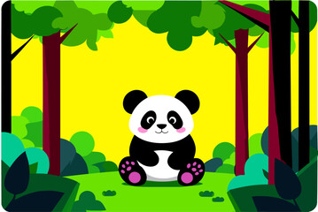 Wall Mural - panda cute background is trees