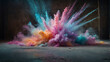A fascinating sight of pastel-colored powder exploding in all directions. generative AI
