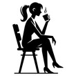 A Woman Drink Coffee vector silhouette black color 2