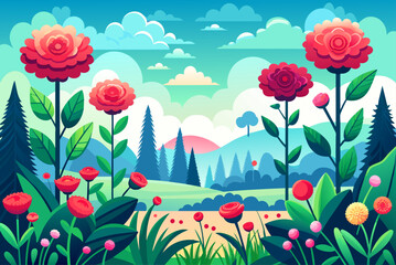 Poster - carnation garden background is