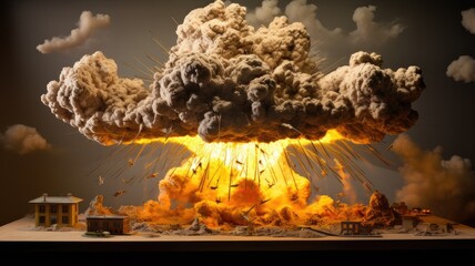 intense firestorm explosion painting