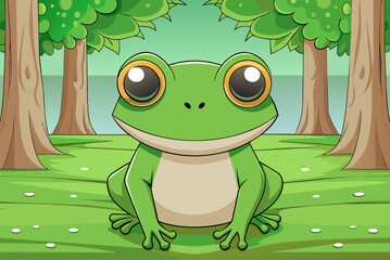 Canvas Print - frog cute background is tree