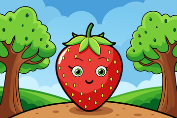 Poster - fruit strawberry background is tree