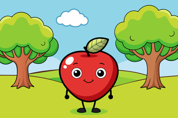 Sticker - apple background is tree