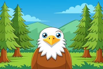 Canvas Print - bird eagle cute background is tree