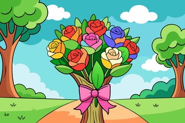 Poster - bouquet background is tree