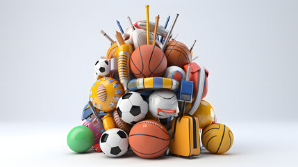 Poster - Sports Equipment in school 3d