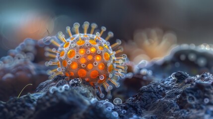 Wall Mural - microscopic photography of a virus cell