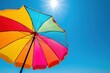 © abstract Art - Colorful beach umbrella under the clear blue sky