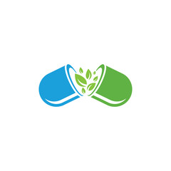 Wall Mural - herbal capsule logo design vector