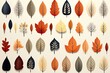 Background of dry clean autumn leaves, dry leaves on a white background, set of different leaves.