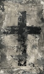 Wall Mural - Abstract cross on watercolor painted background. Religious holiday concept background.