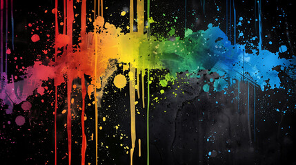 Wall Mural - Colorful grunge sketch on black background