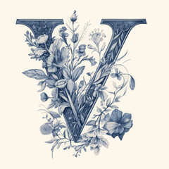 Poster - Nature Inspired Elegant Letter V Design