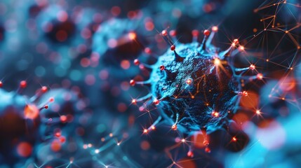 Wall Mural - A macro illustration of the virus designed for medical context. Virus cells background